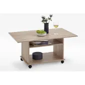 FMD Möbel CALICOSY - Table Basse sur Roulettes avec 2 Étagères - Azur