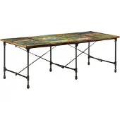 Syfax Table de salle à manger 220x90x77 cm Vieux bois massif