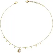 GUESS Aurora 16-18" Aurora Pave Fringes, (Acier inoxydable, Verre)