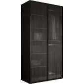 3Xeliving Armoire, noir graphite / verre transparent, 100 x 200 x 51 cm