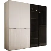 3Xeliving Armoire, beige sable, 2 x 100 x 200 x 51 cm