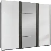 Wimex Armoire à portes coulissantes Bern, finition au choix, blanc / acier brut, 270 x 64 x 210 cm