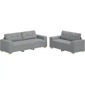 vidaXL Ensemble de canapé 2 pièces avec coussins, tissu gris clair