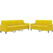 vidaXL Ensemble de canapés 2 pièces avec coussins Velours jaune