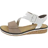 Rieker Damen Keil-Sandaletten Weiß/Beige