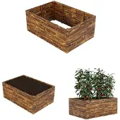 QLS Lit surélevé 120x80x48 cm en bois Flammé Empilable Légumes Herbes 11172