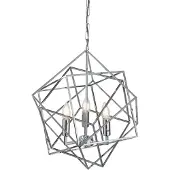 Searchlight suspension géométrique Cube 3 flammes chrome E14 Ø48 cm