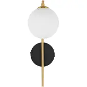 Nova Luce Savoy - applique murale - Ø 11 x 34 cm - satin doré, noir mat et blanc opale