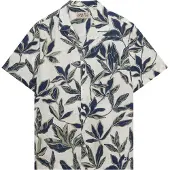 Superdry pour homme. M4011136A Chemise beige Cabana Poolside (XXL), Casuel, Coton, Manche courte