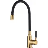 Invena Mitigeur d'évier de cuisine avec bec flexible Glamour, noir/or