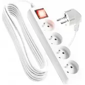 Vayox Rallonge VA0307-3 | 3 m | 4 prises | Interrupteur | 10 A | IP20 | Blanc