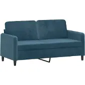 vidaXL Ensemble de canapés 3 pièces avec coussins bleu velours