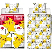 Cilgro Parure de lit Pokémon pour enfants 140 x 200 cm, coton blanc - Housse de couette Pokémon