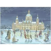 Pappnoptikum Calendrier de l'Avent « Patinage sur le lac Maschsee » – Motif hivernal de Hanovre, 38 x 27 cm