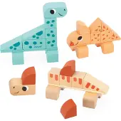 Janod Jeu de construction Dino - Cubicosaurus jeu de construction en bois dinosaure