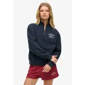 Superdry Athletic Essential Half Zip Sweatshirt Bleu L Femme
