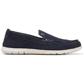 Clarks pour homme. 26176955 Flexway Step Mocassins en cuir marine (43), Plat, Aucun, Casuel