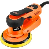 Neo Tools Ponceuse excentrique, 350W Ponceuse, 6 vitesses, filaire avec 6 pcs papier abrasif (grain 80/100/120/150/180/240), Multi ponceuse