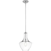 Kichler Lampe suspendue avec abat-jour en verre chromé Everly 1xE27 60W
