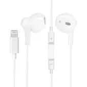 Avizar , casque Lightning avec fil et connectivité Bluetooth, intégrant un microphone, couleur blanche