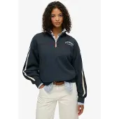 Superdry Country Club Tape Half Zip Sweater Bleu S Femme