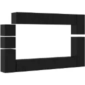 vidaXL Ensemble de meubles TV 9 pcs Noir imitation chêne Matériau dérivé du bois