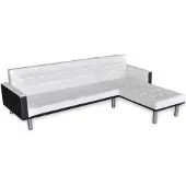 vidaXL Canapé-lit en L en similicuir blanc