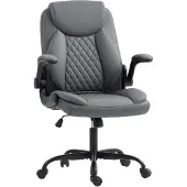 HOMCOM Fauteuil de bureau accoudoirs relevables polyuréthane gris foncé