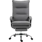 Vinsetto Fauteuil bureau massant chauffant dossier inclinable microfibre gris
