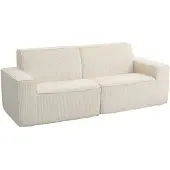 HOMCOM Canapé 3 places assise rembourrée en velours côtelé beige