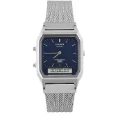 Casio Aq-230 30.0mm 3atm Quartz Analog-digital Watch Argenté