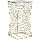 Mauro Ferretti Table De Téléphone Lines 4 Glam En Métal Doré Avec Plateau En Verre Miroir - Design Géométrique - Style Glamour 1427780000