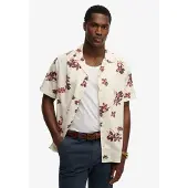 Superdry Chemise crème / bleu marine / orange fluo