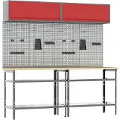 Syfax Ensemble d'établi 8 pcs Rouge et Gris Acier enduit de poudre