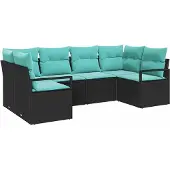 Syfax Ensemble de Canapés avec coussin 6 pcs Noir Poly Rattan