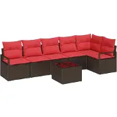 Syfax Ensemble de Canapés 7 pc Marron polyrotin
