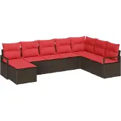 Syfax Ensemble de Canapés avec coussin 8 pcs Marron polyrotin