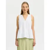 Selected Blair Peplum Sleeveless V Neck T-shirt Blanc 34 Femme