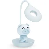 Luxus Europe - Lampe de chevet pour enfant, modèle Piggy Mini, bleu - Veilleuse LED sans fil pour enfants – Rechargeable par USB-C