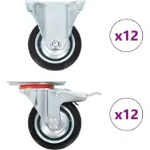Syfax 24 pcs Roulettes 75 mm