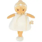 Kaloo Poupée en tissu - - Daphné 25 cm - Robe ivoire à pois - Couronne de fleurs - Lavable en machine