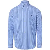 Ralph Lauren pour homme. 710B15595005 Chemise en popeline à rayures Custom Fit bleue (M), Casuel, Coton, Manche longue