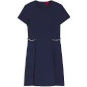HUGO Kaelyn 10280513 Red Short Sleeve Short Dress Bleu 36 Femme