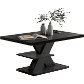 Casaria Table basse Detroit noir 90x60x45cm