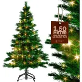 Casaria Sapin de Noël artificiel 150 cm avec guirlande
