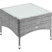 Casaria Table en résine tressée d'appoint gris 58x58x42cm