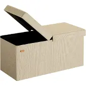 Casaria Banc Beige 76x38x38cm avec couvercle rabattable