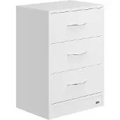 Casaria Table de chevet Eloise blanc 54x39x28cm 3 tiroirs