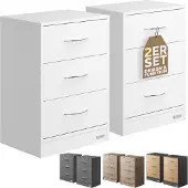 Casaria 2x Table de chevet Eloïse blanche 54x39x28cm avec LED
