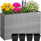 Casaria Pot de fleur en résine tressée 95 x 27 x 60cm Gris
